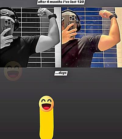 Ảnh ghép trước và sau bốn tháng tập gym.